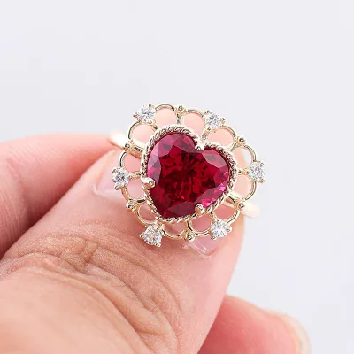 Heart Cut Red Diamond Wedding Rings 14k Gold Jewelry Fine Jewelry Rings