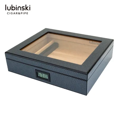 2022 Glass Top Portable Carbon Fiber Cigar Humidor High Quality Cigar Box