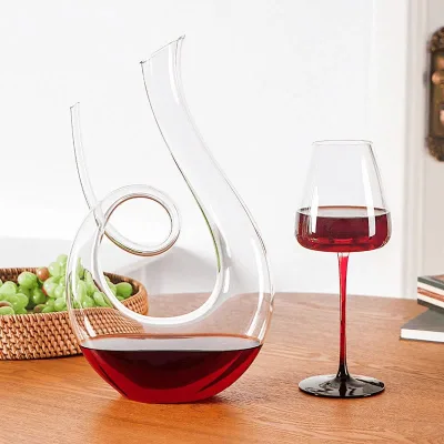 Modern Simple Transparent Crystal Glass Hand-blown Decanter Large 1000ml Capacity Sustainable Quick Wine Dispenser for Red Wine