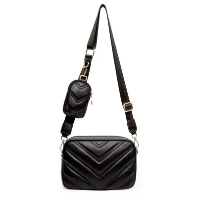 Simple Stylish Women's PU Leather Crossbody Shoulder Bag with Coin Purse and Waist Bags Water Proof Zipper Closure