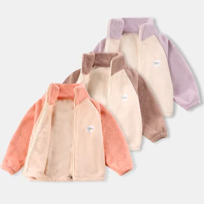 Autumn and Winter Infants and Young Children Thickened Zipper Cardigan Jacket Men and Girls Comfortable Outdoor Home Wear Custom