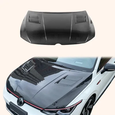 For VW Golf 8 R GTI Hatchback 2019-24 Carbon KZ Style Front Vented Cooling Hood