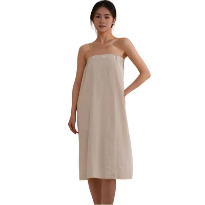 Linen Lightweight Spa Bath Skirt Body Wrap with Adjustable Closure Salon Bath Wrap