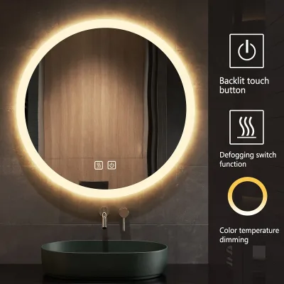 Modern LED Bathroom Smart Mirror with Touch Screen Aluminum Alloy Frame Glass Lenses Eco-Friendly Design