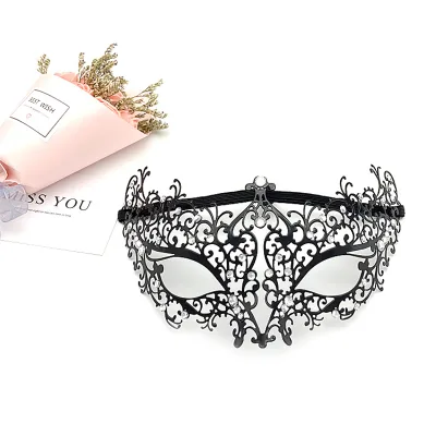 Venice Party Half Face Hollow Metal Rhinestone Iron Masker Cosplay Masquerade Stage Performance Decoration