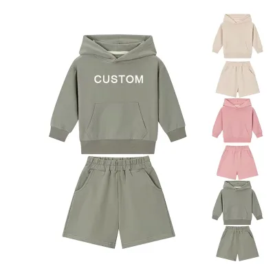 High Quality Bamboo Fabric Breathable Baby Unisex Clothing Set Toddler logo Design Sweatshirt Homewear Child Hoodie Tracksuit