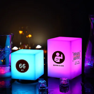 OEM RGB 16 Color Changing LED Home Restaurant Decorative Remote Control Cubic Square Shape Rechargeable Portable