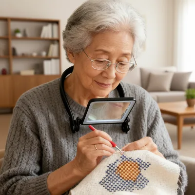 LED White Adjustable Brightness Eye-Caring Magnifier for Reading Crafts Sewing Embroidery Cross-Stitch Reading Light