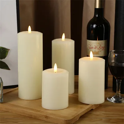 Bullet-Shaped Led Electronic Pillar Candle with Moving Flame Battery Operated Led Candle for Wedding Christmas Home Party