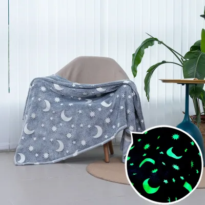 Designer Glow in Dark Sleeping Blanket Custom logo Travel Blankets for Winter Fluffy Fleece Blanket for Couch Bed Sofa