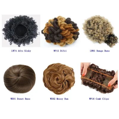 Wholesale Synthetic Drawstring Hair  Chignon Synthetic Afro Curly Hair Buns Donut Buns Messy Buns