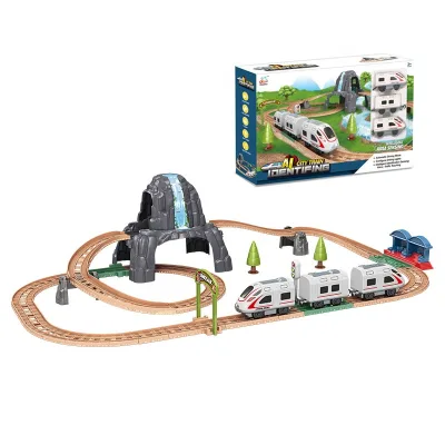 2022 Novelty Traffic Scene Toy Electric Induction DIY Assembly Railway Train Track Set Toys for Kids Locomotive with Light Sound