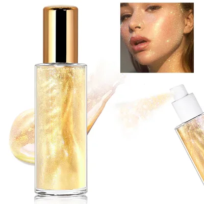 Body Glitter Spray, Moisturizing Bronze Body Shimmer Luminizer Glow Illuminator Quick-Drying and Non-Sticky
