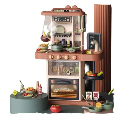 Spray Music Plastic Kitchen Toys Set with Vegetables Oven Fridge Children Simulation Sound Faucet Play Kitchen Toys