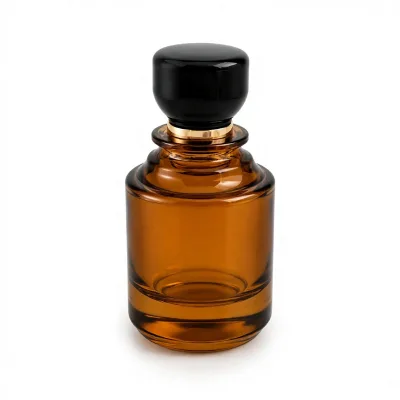 Amber Glass Perfume Bottle Round Fragrance Container Packaging for Cosmetic Use
