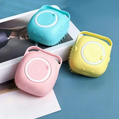 Luxury 2-in-1 Dog Bath Brush with Soap Dispenser Soft Silicone Pet Grooming Massage Brush for Shedding Bathing Cleaning