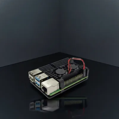 HAISEN Raspberry Pi 4 Aluminum Case with Dual Cooling Fan Metal Shell Black Enclosure for RPI 4 Model B