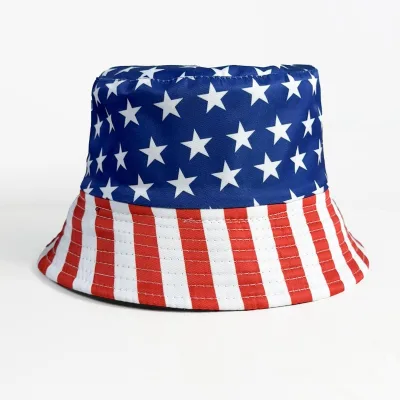 2026 American Independence Day and Same Style Flat Top Outdoor Bucket Sun Hat