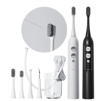 Private Label Sonic Care Oral Cleaning Toothbrush for Travel 5 Modes Sonic Toothbrush All-in-One Flosser