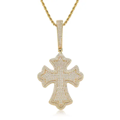 Everyday Essential Cross Necklace Full Diamond Copper Inlaid Zircon Minimal Design Versatile Hip Hop Accessory Factory