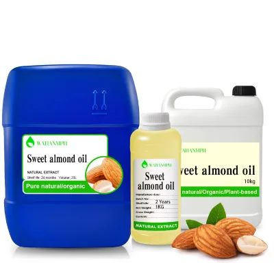 Sweet Almond Oil 100% Pure Natural Organic Cold Pressed with Vitamin E for Skin Hair Care Body Massage Diluting Essential Oils