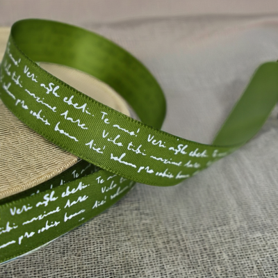 Green ribbon Polyester fabric ribbon wedding flower packaging logo ribbon