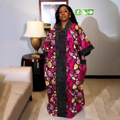 New Arrival African Party Dresses for Women Long Sleeve Sequins Dress African Beaded Party Dress