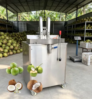 Premium Quality High Speed Coconut Half Cutting Machine Juice Collecting Design Cutter Machinery