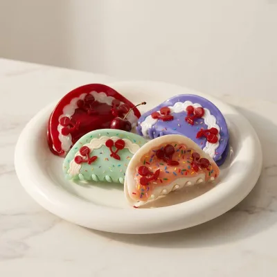 Extra Fashion Cute Cherry Acetate Half-Round Handmade Hair Clip Simple Small Hair Roll Clip High-End Design for Kids