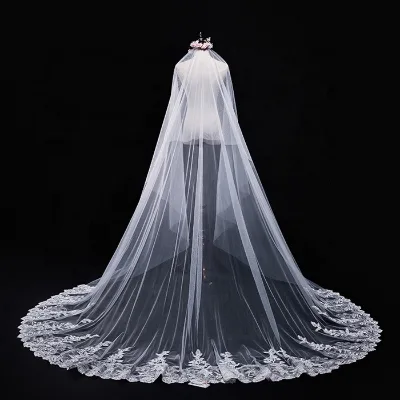 Wholesale Beaded Lace 3 Meter Long Wedding Veil