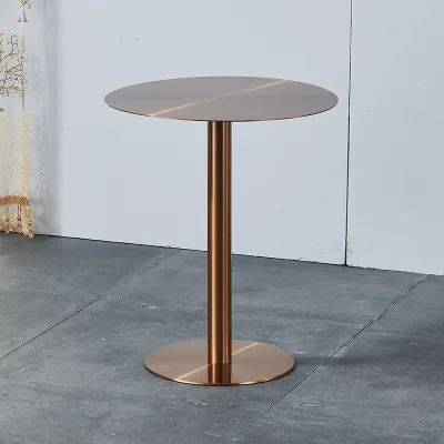 Lifepursue Compact Stainless Steel Outdoor Dining Table with Rose Gold Finish for Cafe Restaurants Bars Apartment Exterior Use