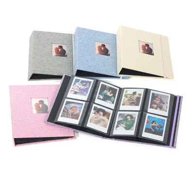 For Polaroid 3-Inch Mini Photo Album with 208 Sheets Cotton Linen Cover for Wedding Business Card Stamp Ticket Storage Book