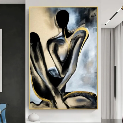 Modern Abstract Simple Sexy Nude Lady Female Wall Art Posters and Prints Black and White Oil Canvas Picture Crystal Paintings