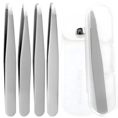 Slant Eyebrow Tweezers Matte Finish Heat Treatment Volume Eyelash Tweezers Customized Cosmetic Pointed Tip Durable