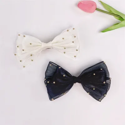 Hair Accessories Hair Clips Organza Big Bow Hair Clip Black Lace Hairpin Clips