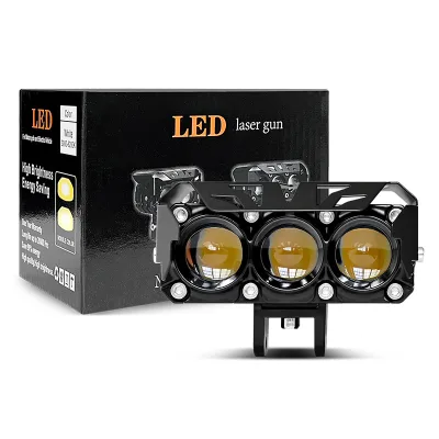 Motorcycle Lighting System Dual Color Led Lens Motorcycle Lighting Systems 12V LED Headlight Mini Driving Lights for Motorcycle
