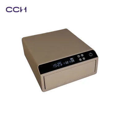 CCH Leather Cover Digital Password Drawer Safe Box, Smart Fingerprint Home Jewelry Safe Cabinet