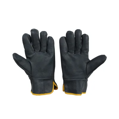 Dark-colored Driver's Full-skin, Full-palm, Split-back Short Anti-slip, Wear-resistant and Thickened Labor protection Gloves