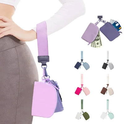 Luxury Fashion Double Wrist Wallet Coin Bag With Custom Lemon Logo Dual Pouch Wristlet Keychain Bracelet Card Holder Wallet