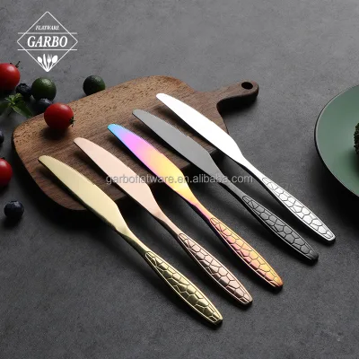 Factory 13/0 410 Cheap Wholesale Eco-Friendly Contemporary Design Mirror Polish Silver Customized PVD Colored Dinner Cutlery Set