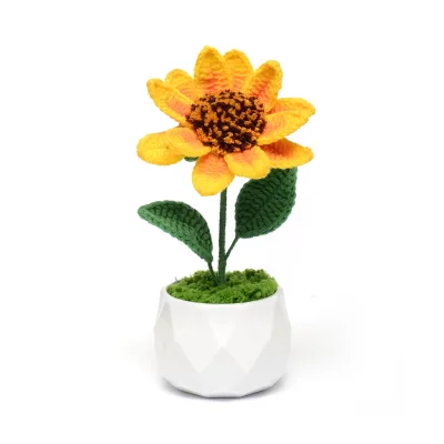 Wheat-shaped Handmade Realistic Sunflower Potted Plant Everlasting Flower Home Decor for Christmas