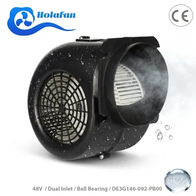Holafa DC48V 652.06CFM 146mm BLDC Dual Inlet Centrifugal Fan Range Hood Blower for HVAC&Medical Equipment Support OEM&ODM