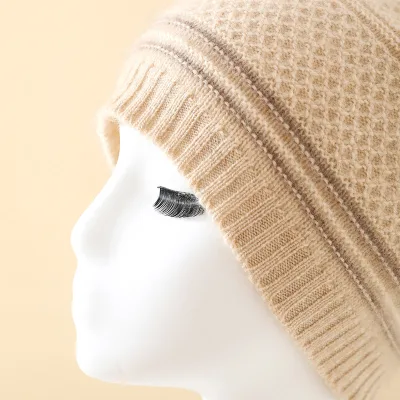 Winter Striped Adjustable Padded Knitted Outdoor Warm Baotou Ear Protection Cold Unisex Hat for Sports Fishing Party Daily Use