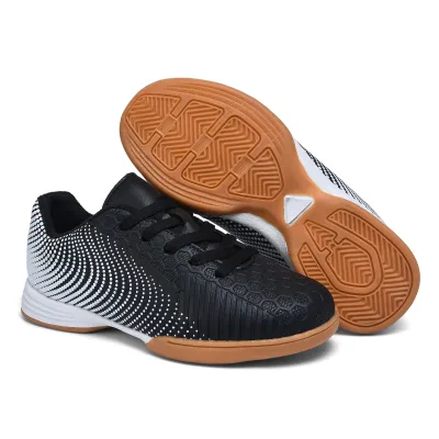 Kids Indoor Soccer Shoes Neon Green Gum Flat Sole Futsal Football Shoes for Boys Girls Training Football Wear