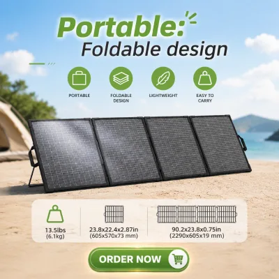 Foldable 220W Portable Solar Panel with EVA Bag Easy Carry Handle for Camping and Outdoor Power Supply