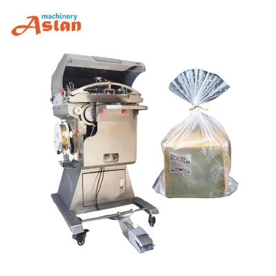 Vertical Toast Candy Bag Semi-Automatic Pneumatic Fan-shaped Tying Sealing Machine Commercial Bread Packaging Stainless Steel