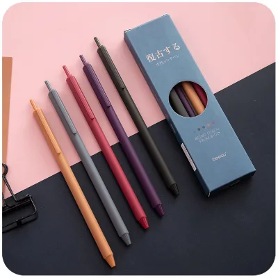 Retro Solid Color Gifts New Set Extra Fine 0.5mm Pencils Inks Retractable Gel Ink Pens for Adult Coloring Books Craft Doodling