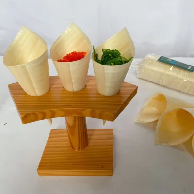 Waffle Cup Wooden Boat Plate Wood Cone for Takeout Holders
