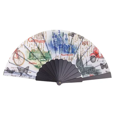 Personalized Fashion Design Plastic Folding Fan Handheld Polyester Fan for Party and Home Decoration