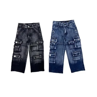 New Stylish With Side Pockets Pants Kids Anti-Pilling Boys Pants&Trousers Straight Casual Boys Jeans